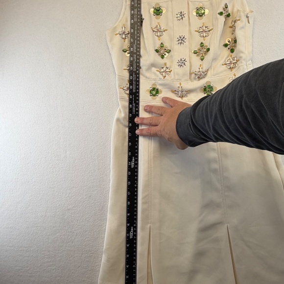 Banana Republic Womens White Beaded Embellished Jeweled Fit Flare Dress 2 - Picture 10 of 12